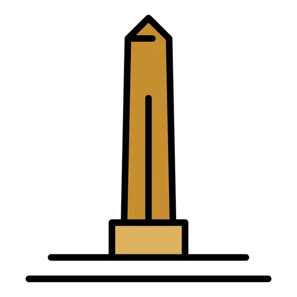 Egipski obelisk ikona kolor zarys wektor — Wektor stockowy