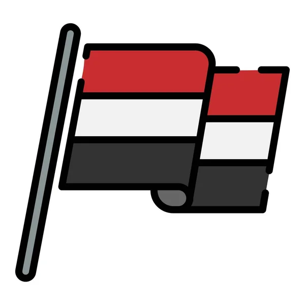 Ícone de bandeira egípcia vetor de contorno de cor —  Vetores de Stock