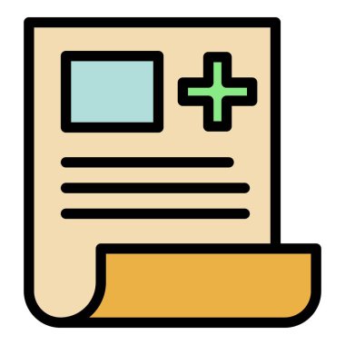 Tıbbi kayıt simgesi renk ana hatları vektörü