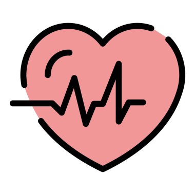 Kalp hızı simgesi renk ana hatları vektörü