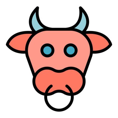 İnek başlığı renk ana hatları vektörü