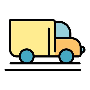 Dondurma araba simgesi renk ana hatları vektörü