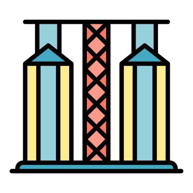 Tahıl asansörü simgesi renk ana hatları vektörü