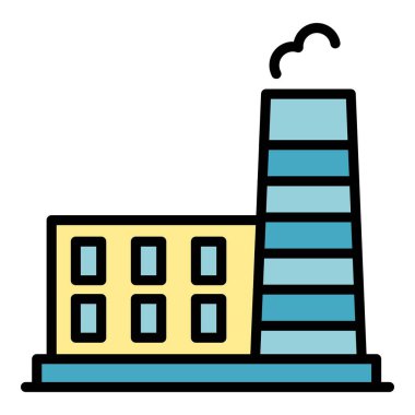 Modern fabrika simgesi renk ana hatları vektörü