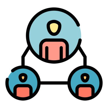 Daire simgesi renk ana hatları vektöründeki insanlar