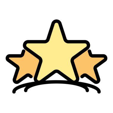 Üç yıldız simgesi renk ana hatları vektörü