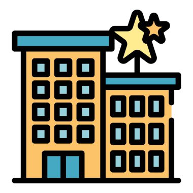 Reklam şirketi simgesi renk ana hatları vektörü oluşturuluyor