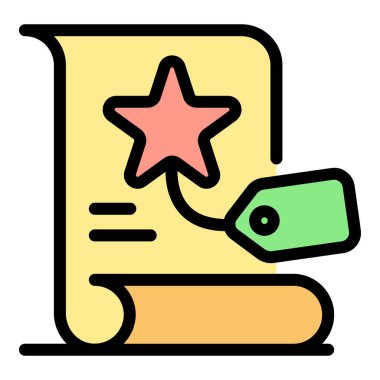 Reklam sözleşmesi simgesi renk ana hatları vektörü