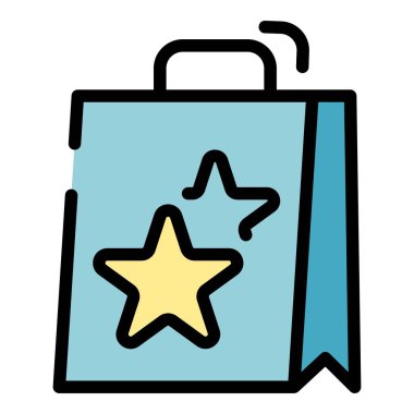 Yıldız simgesi renk ana hatlarıyla alışveriş torbası