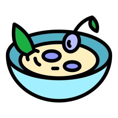 Zeytin yağı simgesi renk çizgisi vektörlü kase