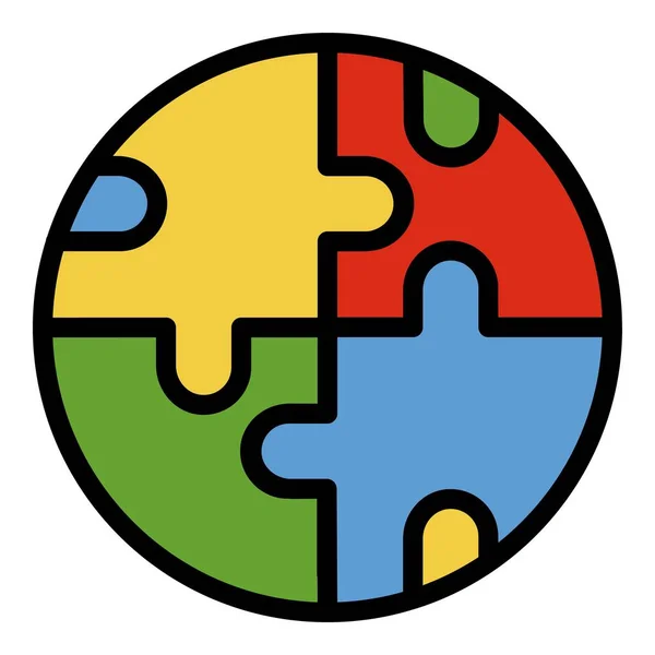Puzzle círculo icono color contorno vector — Archivo Imágenes Vectoriales