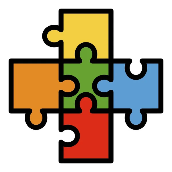 Cross puzzle icon color outline vector — Stock Vector
