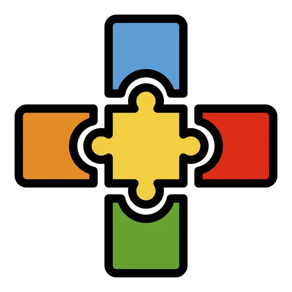 Jigsaw combinação ícone cor contorno vetor — Vetor de Stock
