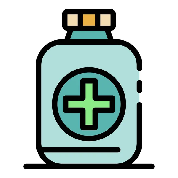 Bottiglia di icona medicina colore contorno vettore — Vettoriale Stock