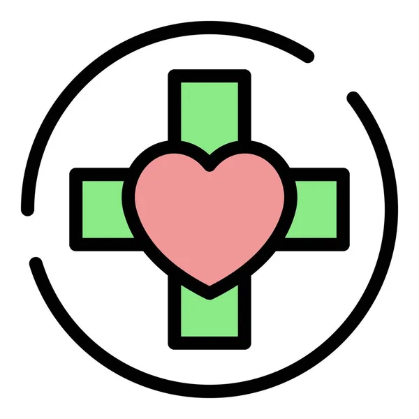 Cross in circle heart icon color outline vector — Stock Vector