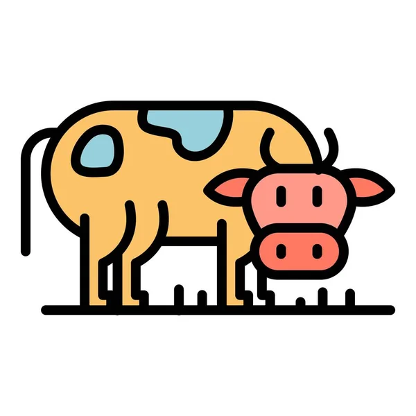 Cow side view icon color outline vector — Stock Vector