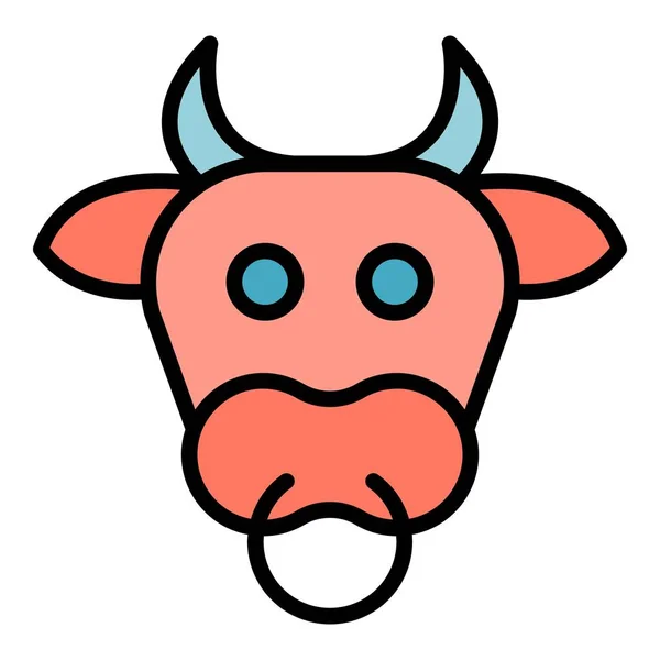 Vaca cabeza icono color contorno vector — Vector de stock