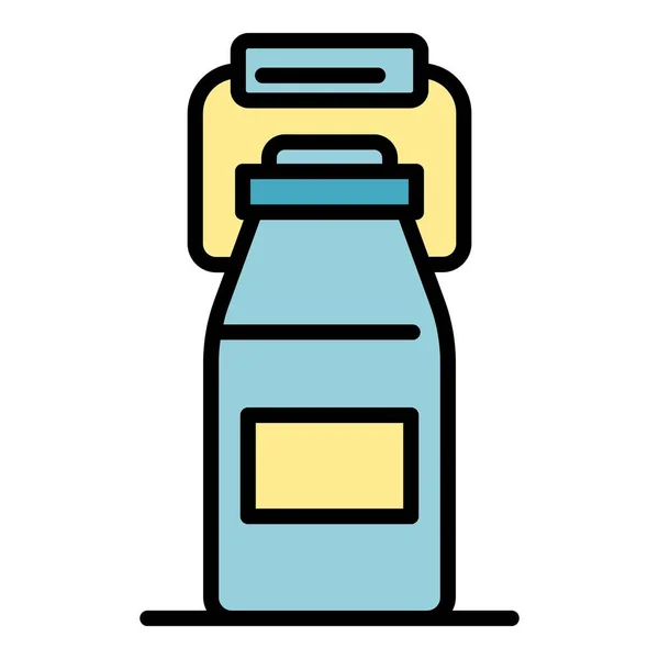 Fles van kefir pictogram kleur omtrek vector — Stockvector