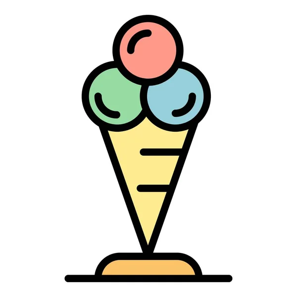 Cono de helado icono color contorno vector — Archivo Imágenes Vectoriales