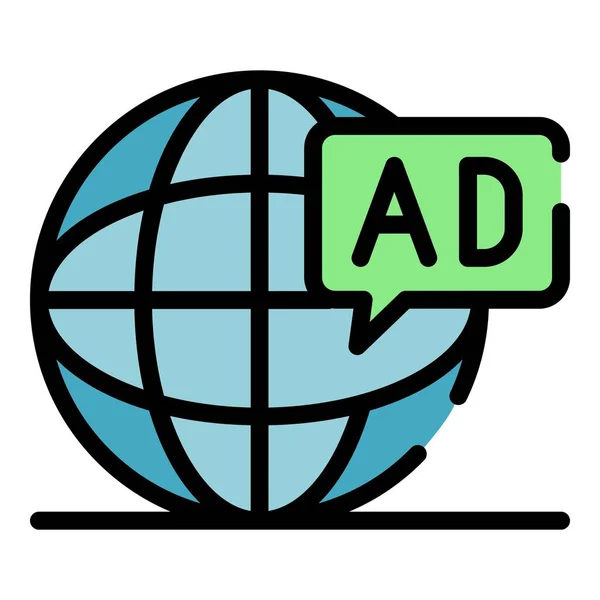 Global reklam ikon färg kontur vektor — Stock vektor