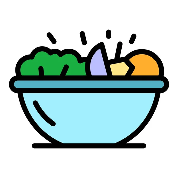 Ensalada griega icono color contorno vector — Vector de stock