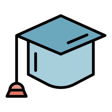 Kare akademik kapak simgesi renk ana hatları vektörü