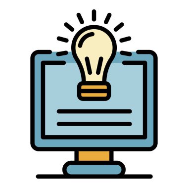 Ekran simgesi renk çizgisi vektöründeki ampul