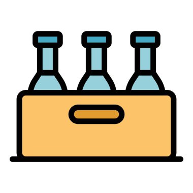 Şişe sandığı simgesi renk ana hatları vektörü