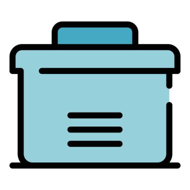 Taşınabilir buzdolabı simgesi renk ana hatları vektörü