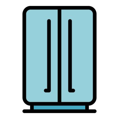 Çift kapılı buzdolabı simgesi renk çizgisi vektörü