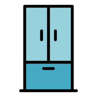 Büyük buzdolabı simgesi renk ana hatları vektörü