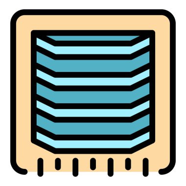 Havalandırma ızgara simgesi renk ana hatları vektörü