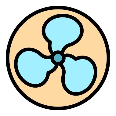 Üç bıçaklı fan simgesi renk ana hatları vektörü