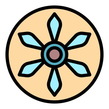 Bir çember simgesi renk ana hatları vektöründe pervane