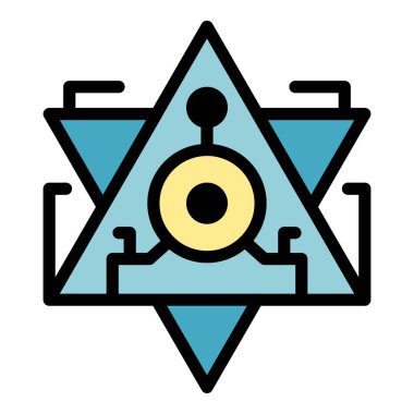 Piramit simya simgesi renk ana hatları vektörü