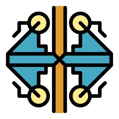 Eski simya simgesi renk ana hatları vektörü