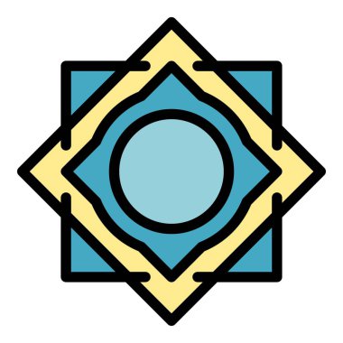 Kare daire simya simya renk ana hatları vektörü