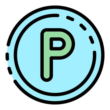 Park işareti yol simgesi renk ana hatları vektörü