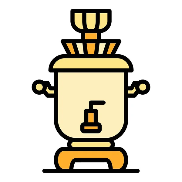 Icono clásico samovar color contorno vector — Vector de stock