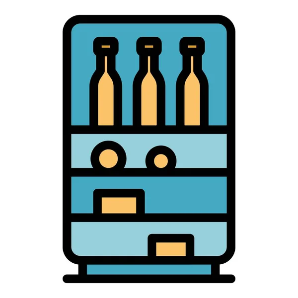 Drinks in the fridge icon color outline vector — Stock Vector