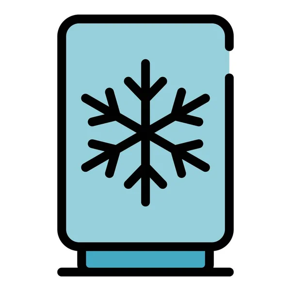 Koelkast met sneeuwvlok pictogram kleur omtrek vector — Stockvector