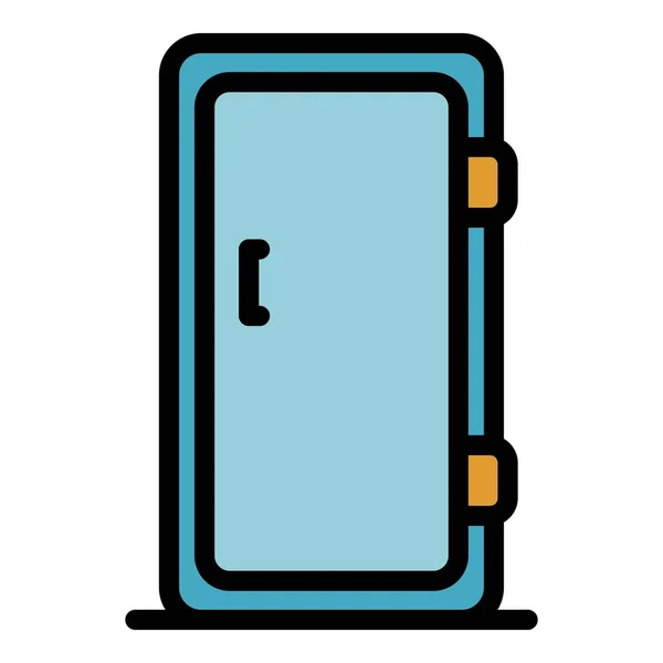 Μονής πόρτας ψυγείο εικονίδιο χρώμα περίγραμμα διάνυσμα — Διανυσματικό Αρχείο
