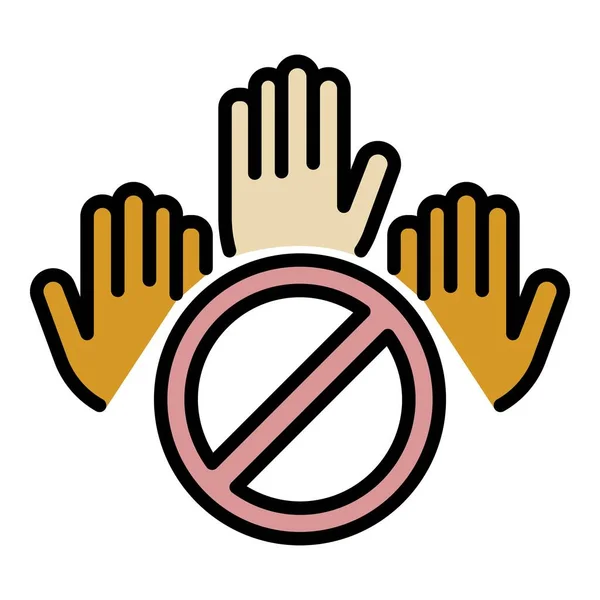 Personnes mains protestation icône couleur contour vecteur — Image vectorielle