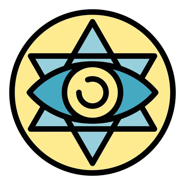 Ojo alquimia emblema icono color contorno vector — Vector de stock