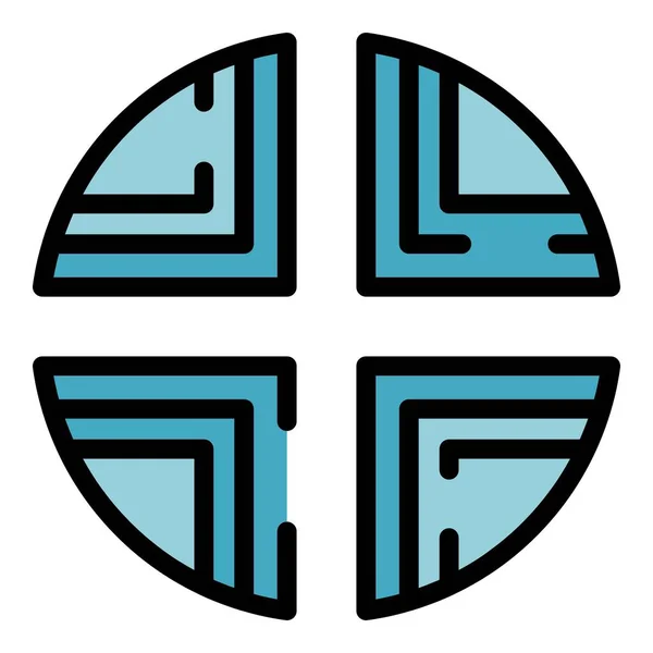 Círculo cruz alquimia icono color contorno vector — Archivo Imágenes Vectoriales
