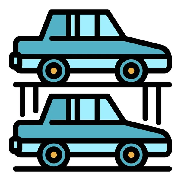 Samochód podziemny parking ikona kolor zarys wektor — Wektor stockowy