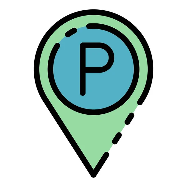 Parcheggio pin mappa icona colore contorno vettoriale — Vettoriale Stock