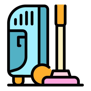 Elektrik süpürgesi simgesi renk ana hatları vektörü