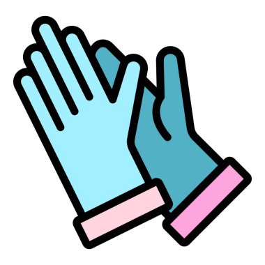 Temizleme eldiveni simgesi renk ana hatları vektörü