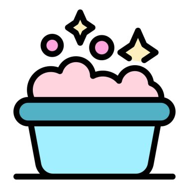 Köpük havza simgesi renk ana hatları vektörü